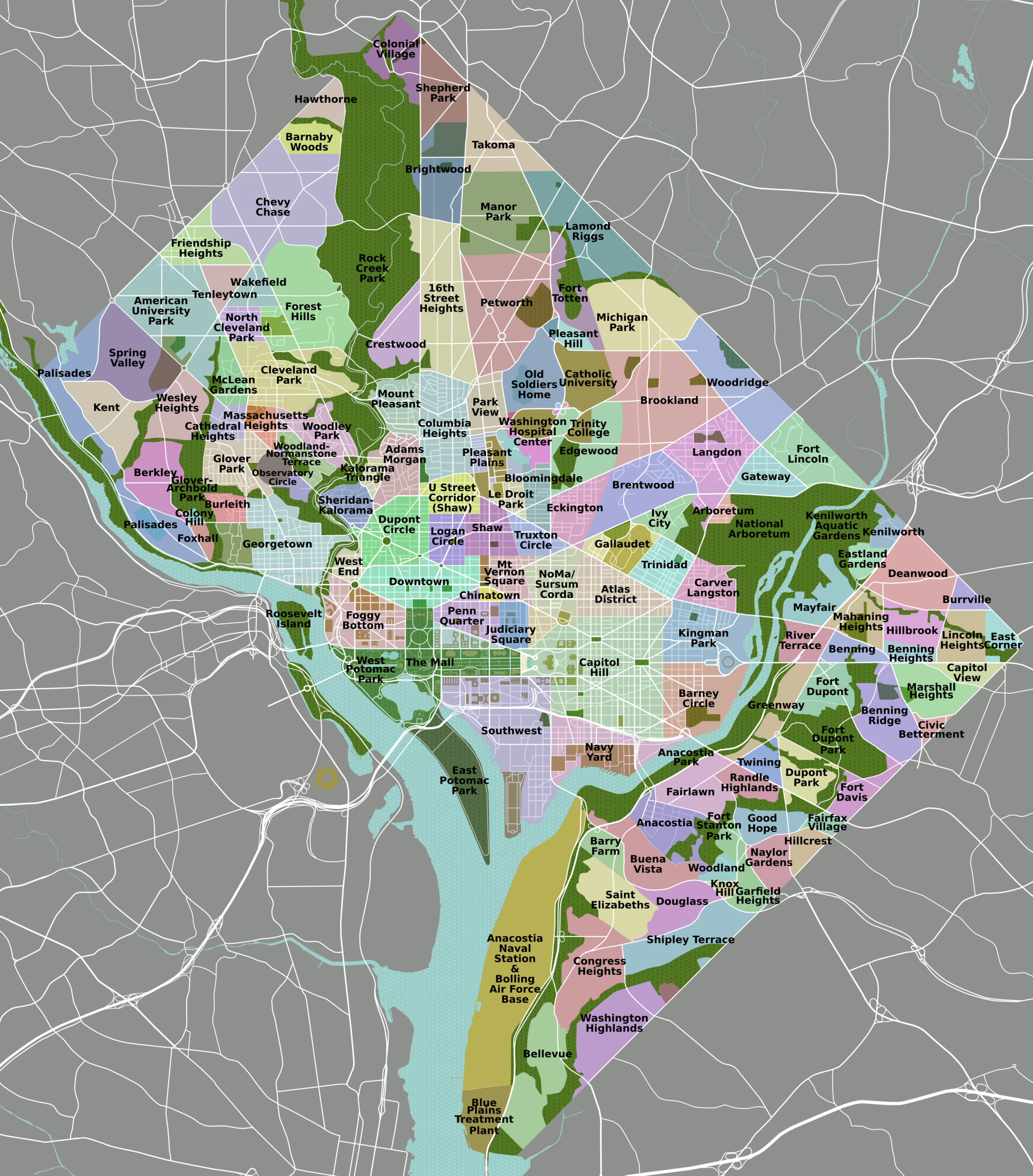 Washington DC Neighborhoods Map